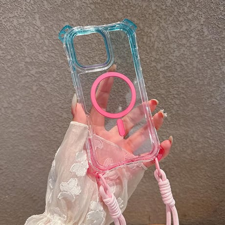 CUTECASEストラップ付耐衝撃 iPhone16pro/16promaxケース Magsafe充電 iPhone15pro/14promax/13カバー 黄ばまない CM5509