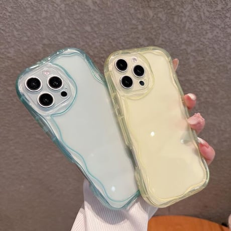 CUTECASEパステルカラー iPhone16pro/16ケース 淡色系 うねうね iPhone15pro/14/13promaxカバー 涼しい感じ クリアケースCM5354