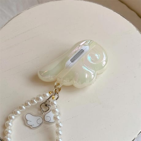CUTECASE翼 Airpods4ケース キラキラ パールストラップ付 エアポッズ3/2ケース AirpodsPro2/1カバー 光る 可愛いギフトCM5444