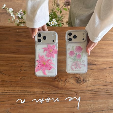 CUTECASE キラキラピンク花iPhone17Promaxケース 透明感 iPhone16promax/15pro/14ケース 女子力高い 可愛いCM6188