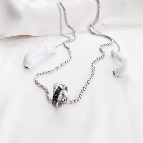 CUTECASE AirPods用ネックストラップ オシャレ リング付 男女兼用 ワイヤレスイヤホンストラップ 落下防止 人気 金属CM5132