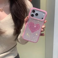CUTECASE ダイヤデコ iPhone17pro/17ケース ハート iPhone16promax/15pro/14ケース 女子力高い キラキラ感たっぷりCM6198