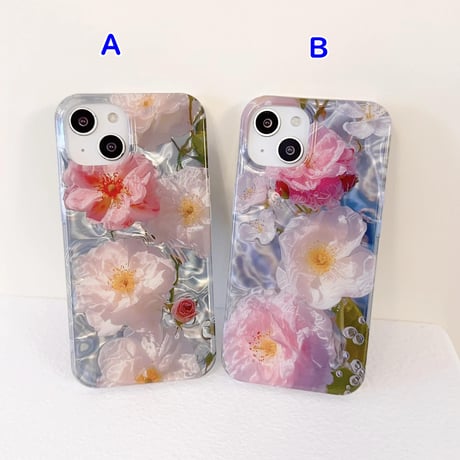 CUTECASEフラワー花 iPhone15/15proケース 艶感 綺麗iPhone14/13/12proカバー 春夏コーデ 高級感 かわいいCM4052