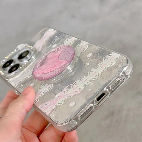 CUTECASE女子力高い iPhone16/15Proケース バレエシューズ/チュチュグリップ iPhone14Pro/13/12カバー おしゃれ 多機能 CM4635