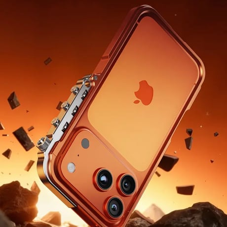 CUTECASE iPhone17Promaxケース 360度完全に包まれた傷防止および落下防止のアルミニウム合金素材サイバーパンクスタイル装甲保護