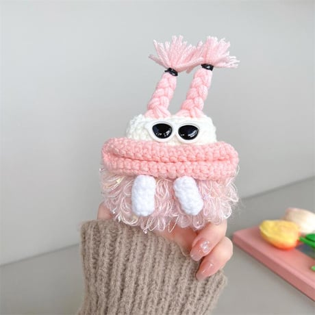 CUTECASEニット女の子 Airpods4/3ケース メガネ付き ふもふも airpodspro2/proカバー めっちゃ可愛い 柔らかい 温かい キュートCM4722