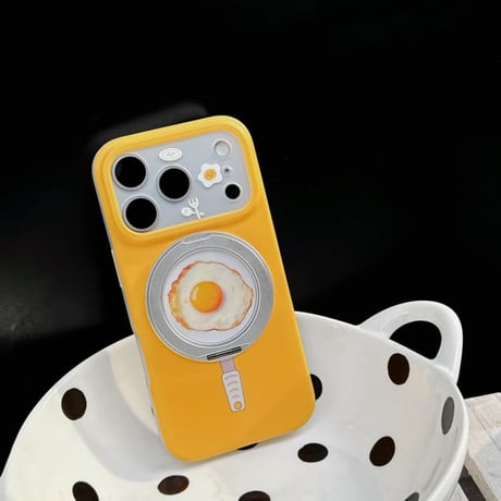 CUTECASE 目玉焼き iPhone17Pro/17ケース 360度回転可リングスタンド iPhone17Promax/16Pro/15ケース カメラカバー付 丈夫CM6170
