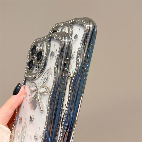 CUTECASEトンボ iPhone16pro/16カバー ダイヤ iPhone15pro/14promax/13ケース ジュエリーデコ 上品 大人可愛い CM5331