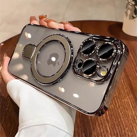 CUTECASEiPhone16Pro/16ProMaxケース MagSafeリングスタンド iPhone15Pro/14/13ケース レンズカバー 黄ばまない CM4641