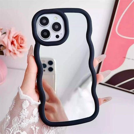 CUTECASE うねうねミラー iPhone16pro/15ケース 淡色系 iPhoneSE/14/13Promax/12/11カバー 使いやすい おしゃれCM5284