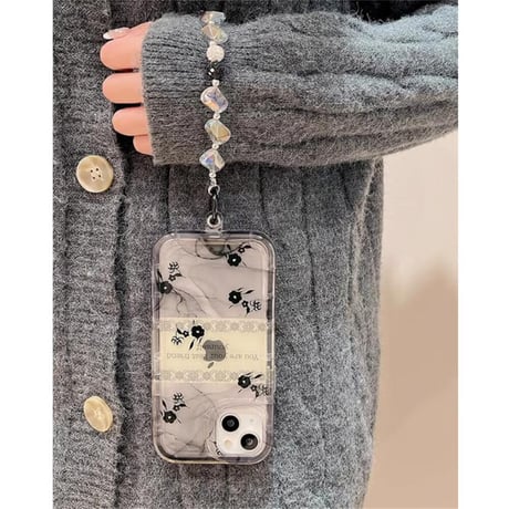 CUTECASE 暈し染め 薔薇柄 iPhone15/15proケース ラストラップ付 iPhone14/13pro/12proケース おしゃれ エレガント 女子に人気CM4043