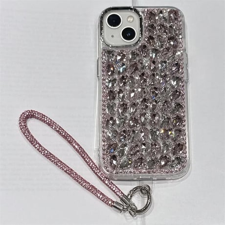 CUTECASE豪華ダイヤ iPhone16/16Proケース ジュエリーストラップ キラキラiPhone15/14/13proケース 存在感抜群 綺麗 CM4759