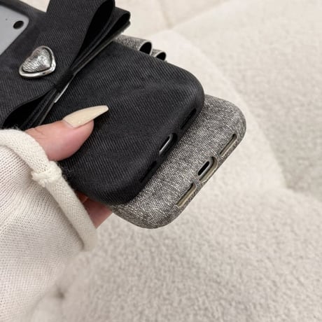 CUTECASE リボンスタンド iPhone17Pro/17ケース レザー アイフォン16/15pro/13/12Pro/14カバー 高品質 レザーCM6230