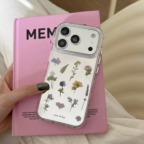 CUTECASE ドライフラワー ミラー iPhone17Pro/17ケース キラキララメ iPhone17Promax/16Pro/15ケース メイク直しに便利CM6244