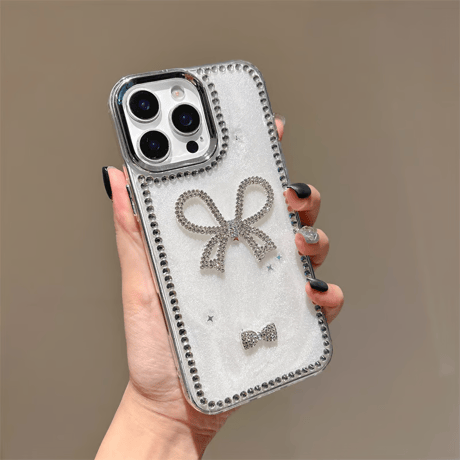 CUTECASEジュエリーリボン アイフォン16/16proケース パールストラップ iPhone15pro/14/13proカバー 可愛い 高級感CM5298