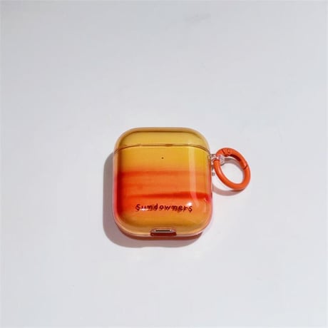 CUTECASE 夕焼け AirpodsPro3/４ケース グラデーションオレンジ Airpods3/Pro2ケース リング 可愛いギフトCM5676
