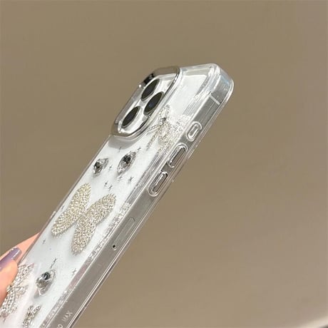 CUTECASEダイヤリボン iPhone16pro/16ケース 透明 キラキラ iPhone15plus/14/13pro/12カバー 大人可愛い ハンドメイドCM5459