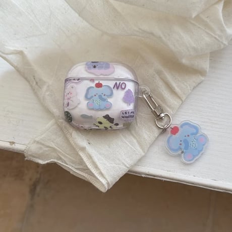 CUTECASE 象 Airpods Pro3ケース かわいい Airpods4/3カバー pro2/pro1 リング/キーホルダー 韓国風CM6258