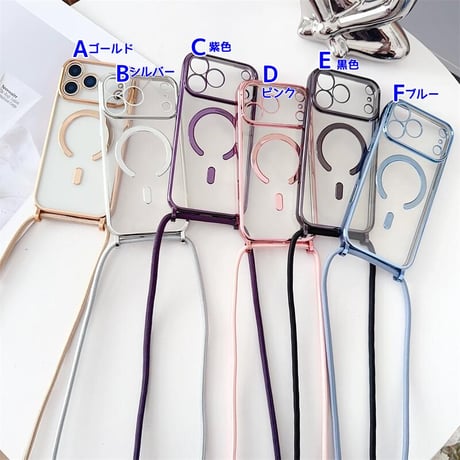 CUTECASE ショルダーストラップ付 iPhone17Pro/17ケース メタルライン MagSafe対応 iPhone17ProMax/Airカバー カメラ保護 軽量 シンプル風CM5728