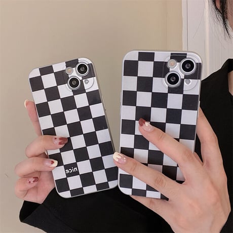 CUTECASEかわいいiPhoneチェッカーボード電話ケースiphone16proカバー高品質ソフトシェルiPhone7-16 pro Max美しいカバー オシャレ携電話ケースC87