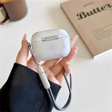 CUTECASEクラシックリ透明 Airpods 4 ケース ストラップ付 AirpodsPro2/Pro1カバー Airpods3/2 シンプル風 黄ばみにくいCM4839