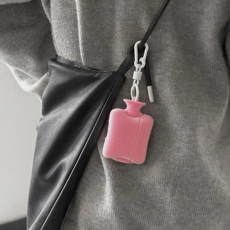 CUTECASE 湯たんぽ AirPods Pro3 ケース ピンク Airpods4/3ケース AirpodsPro2/Pro1カバー キーホルダー付 可愛いアクセサリーCM6011