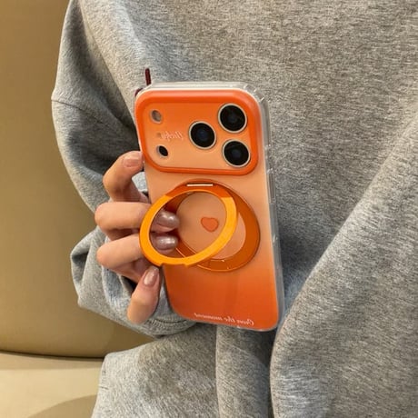 CUTECASE 360度回転可MagSafeリング iPhone17プロケース ハート柄 iPhone17Promax/16Pro/15ケース グラデーションカラー 耐衝撃頑丈CM6093