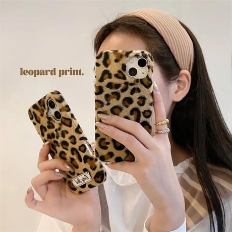 CUTECASEヒョウ柄 iPhone16/16Proケース パイル 秋冬人気 iPhone15Pro/14/13カバー シック トレンド 女子力高いCM4760