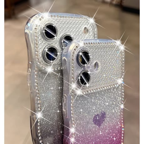 CUTECASEうねうねジュエリーライン iPhone17Promaxケース ハート柄 iPhone17/16/15/14ケース グラデーションカラー レンズ保護CM6325