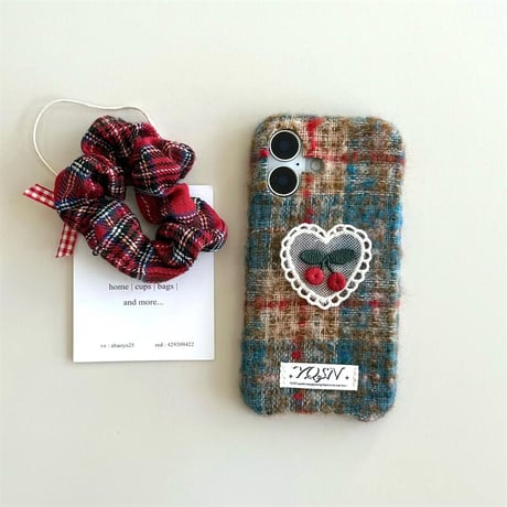 CUTECASEめっちゃ可愛い iPhone16/16Proケース 刺繡サクランボ 秋冬人気 iPhone15Pro/14/13カバー パイル 女子力UP CM4787