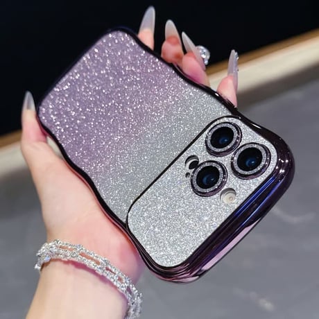 CUTECASEうねうね iPhone17/17Proケース キラキラレンズフイルム付 ラメ iPhone17ProMax/Air/16ケース きれい 落下防止CM5809