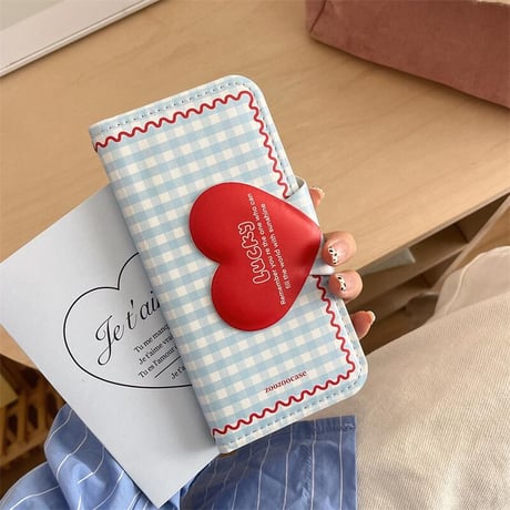 CUTECASE 手帳型 iPhone16Pro/16ケース ハートマグネット留め具 iPhone15pro/14pro/13ケース カード収納 トレンド感CM4667