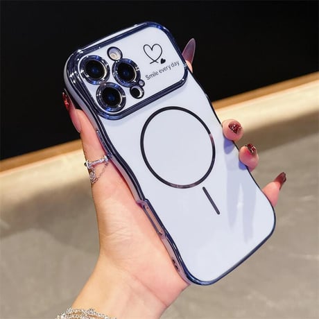 CUTECASEうねうねライン iPhone16e/16proケース Magsafe対応 ハート柄 iPhone15pro/14/13/12カバー 頑丈 涼しい感じ 人気CM5359