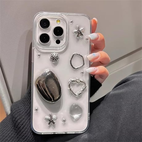 CUTECASEシック デコiPhone15/15proケース クリア アイフォン14/13pro/12ケース かわいい オシャレCM4474