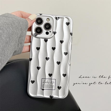 CUTECASE ハート柄 iPhone15/15proケース マット 指紋防止 iPhone14/13pro/12proケース かわいい 女子力UP CM4405