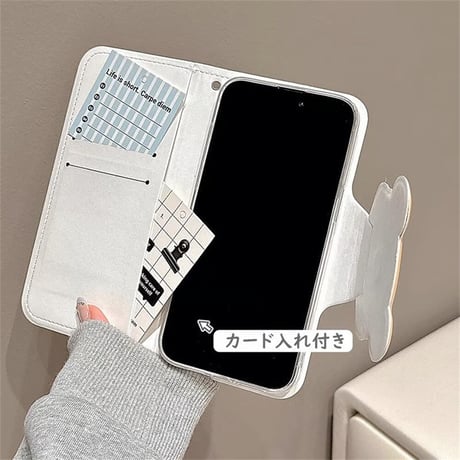 CUTECASE 熊柄 手帳型 iPhone16/15proケース カード入れ3個 iPhone14promax/13proケース かわいい スタンド機能CM4586