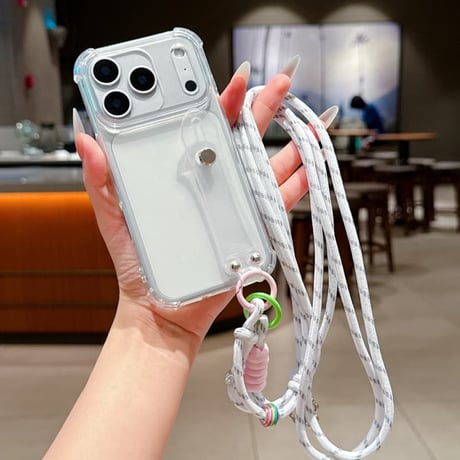 CUTECASEショルダーストラップ付 iPhone17Pro/17ケース ラメ入り透明 ベルト付 iPhoneAir/17promax/16カバー スタンド 多機能便利 CM5750
