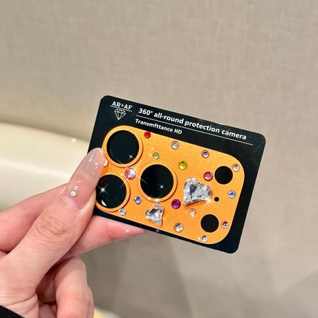 CUTECASE ハートダイヤレンズカバー iPhone17ProMax/17Pro カメラレンズフィルム 金属製 おしゃれ 頑丈 キラキラ 耐久性耐衝撃 CM6502