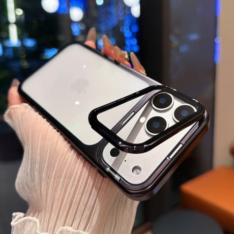CUTECASEカメラカバースタンド一体 iPhone17ProMax/17Proケース 高透明メタル iPhone17/16Proカバー 黄ばまない 全体保護 CM5717