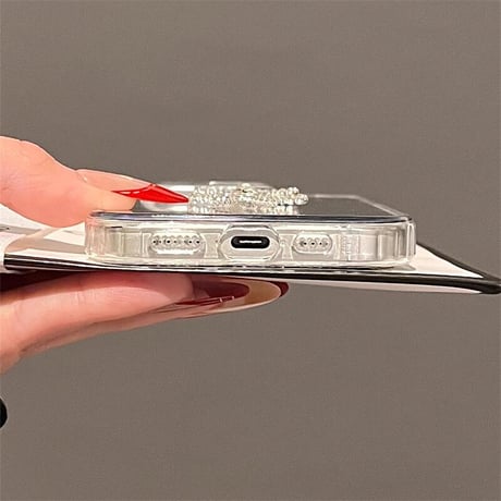 CUTECASEジュエリーリボン iPhone16pro/16カバー ミラー付 iPhone15promax/14/13ケース ダイヤストラップ 豪華 カメラ保護 ギフトにおすすめ CM5439