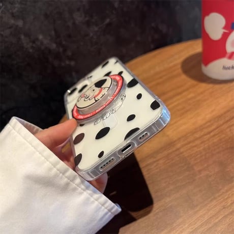 CUTECASEダルメシアン iPhone15/15promaxケース MagSafe対応 グリップ付 iPhone14promax/13pro/12ケース かわいい ギフトにおすすめCM4056