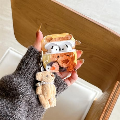 CUTECASE熊/ペンギン Airpods 4ケース クマちゃんぬいぐるみ Airpods3/2カバー Airpodspro2/pro 可愛い ギフトにおすすCM4986
