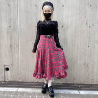 チェックティアードボリュームスカート