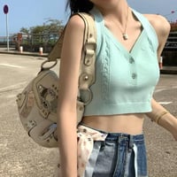 バックリボン ベスト クロップド丈 キャミソール サマーニット
