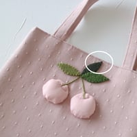 Navy label・レッスンバッグ・グレー＊さくらんぼ(ピンク)刺繍