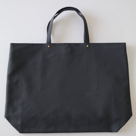 Navy label＊トートバッグ・グレー＊無地（カシメ・ゴールド）