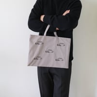 Navy label・レッスンバッグ・グレー＊くるま刺繍(ダークグレー）