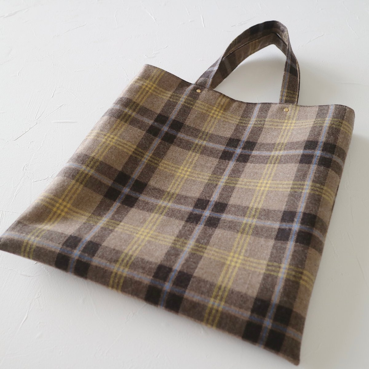 縦型】トートバッグ＊タータンチェック（ブラウン系） | Coco chic