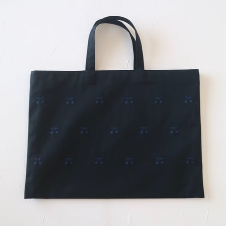 Navy label・レッスンバッグ・紺＊さくらんぼ刺繍（紺）