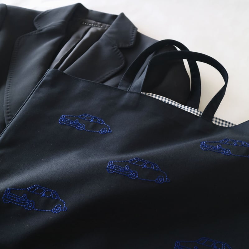 Navy label・レッスンバッグ・紺＊くるま刺繍(ロイヤルブルー） | Coco